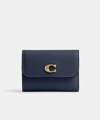 極美品 COACH コーチ エッセンシャル カードホルダー 三つ折り財布 ブルー COACH（コーチ） 三つ折り財布 エッセンシャル カード ホルダー